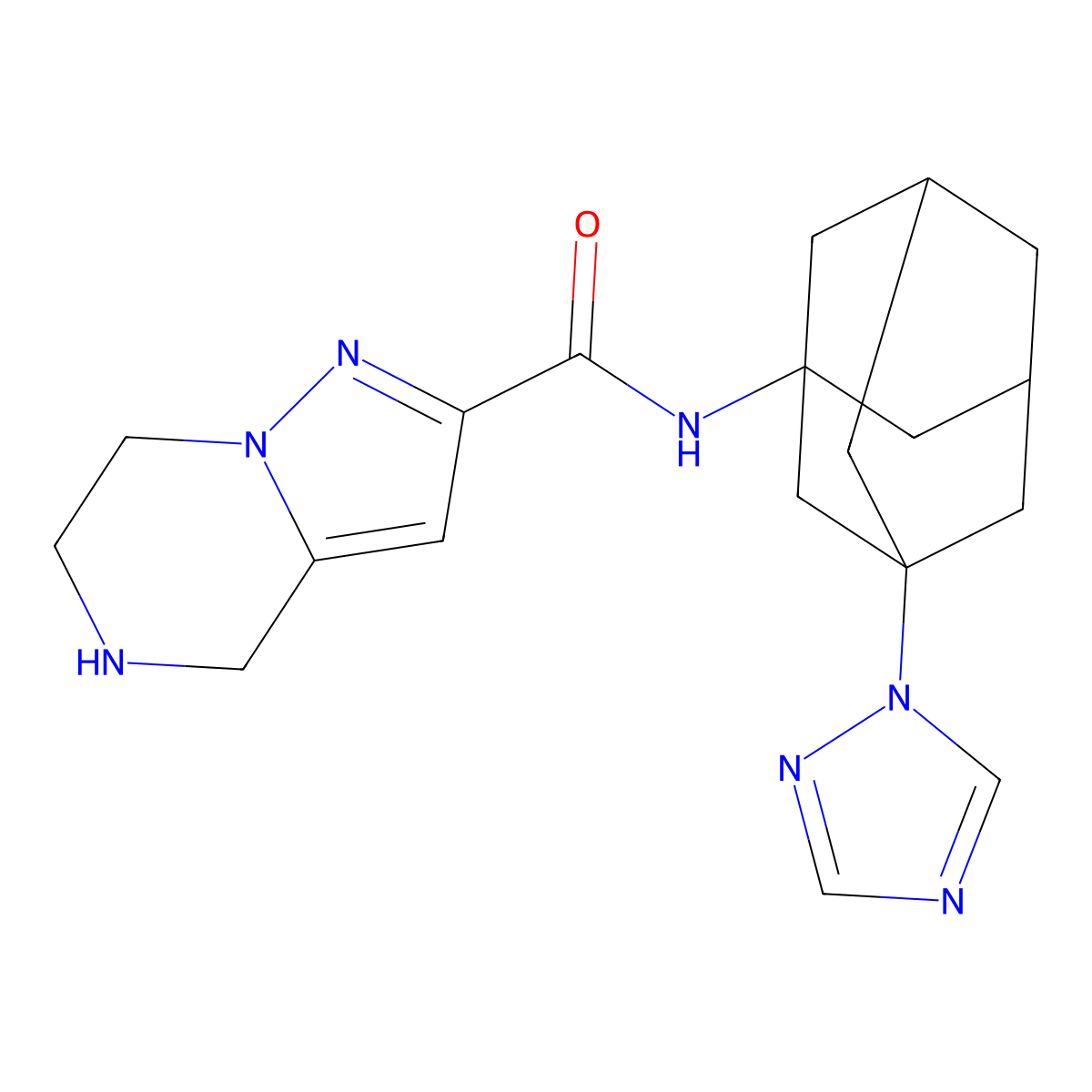 N-(3-(1H-1,2,4-Triazol-1-yl)adamantan-1-yl)-4,5,6,7-tetrahydropyrazolo[1,5-a]pyrazine-2-carboxamide molecular structure, CAS 1269094-83-8
