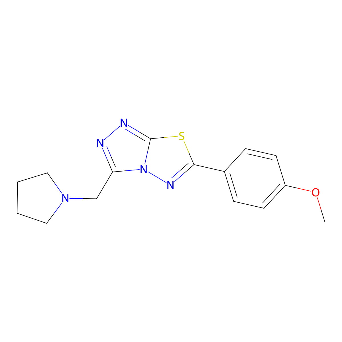 6-(4-Methoxyphenyl)-3-(pyrrolidin-1-ylmethyl)[1,2,4]triazolo[3,4-b][1,3,4]thiadiazole molecular structure, CAS 1269097-78-0