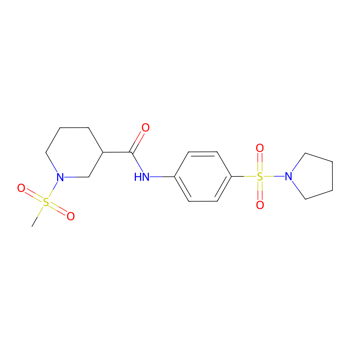 1-(methylsulfonyl)-N-[4-(pyrrolidin-1-ylsulfonyl)phenyl]piperidine-3-carboxamide molecular structure, CAS 1269104-33-7