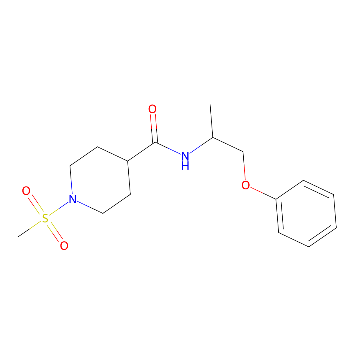 1-(methylsulfonyl)-N-(1-phenoxypropan-2-yl)piperidine-4-carboxamide molecular structure, CAS 1269104-52-0
