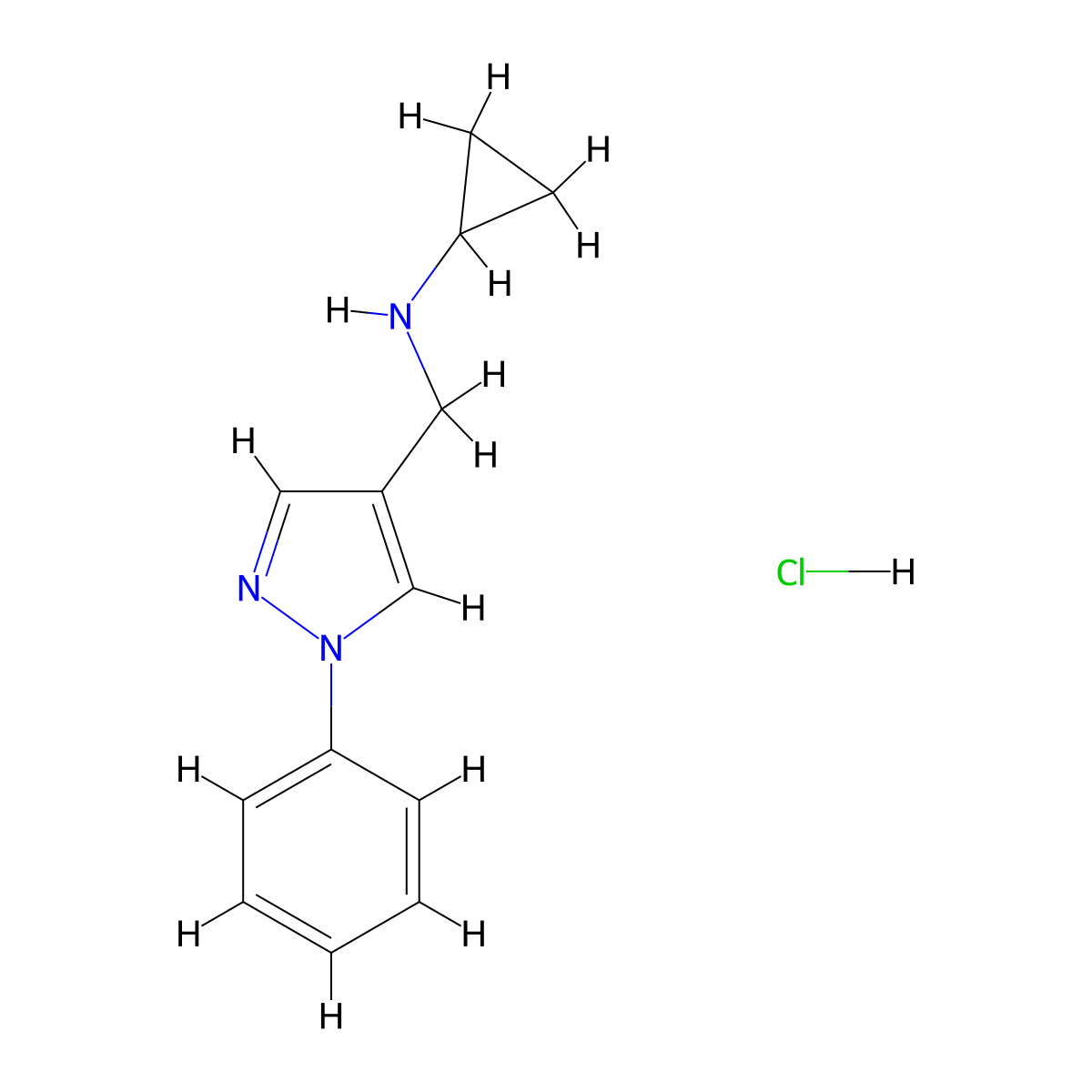 N-((1-phenyl-1H-pyrazol-4-yl)methyl)cyclopropanamine hydrochloride molecular structure, CAS 1269104-88-2