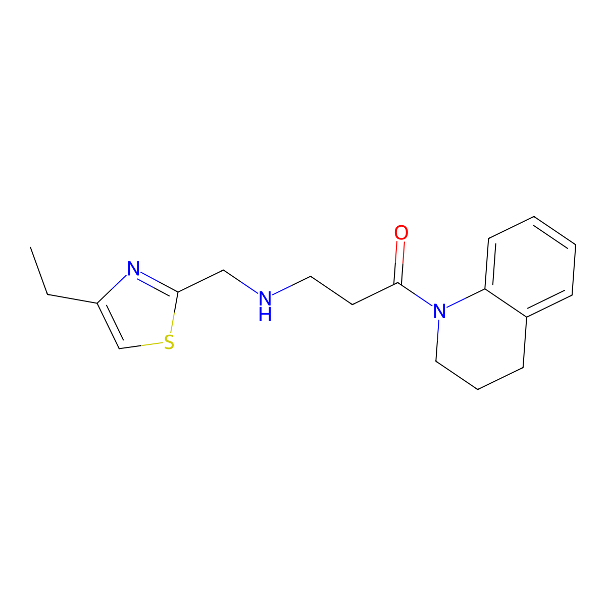 1-Propanone, 1-(3,4-dihydro-1(2H)-quinolinyl)-3-[[(4-ethyl-2-thiazolyl)methyl]amino]- molecular structure, CAS 1269104-89-3