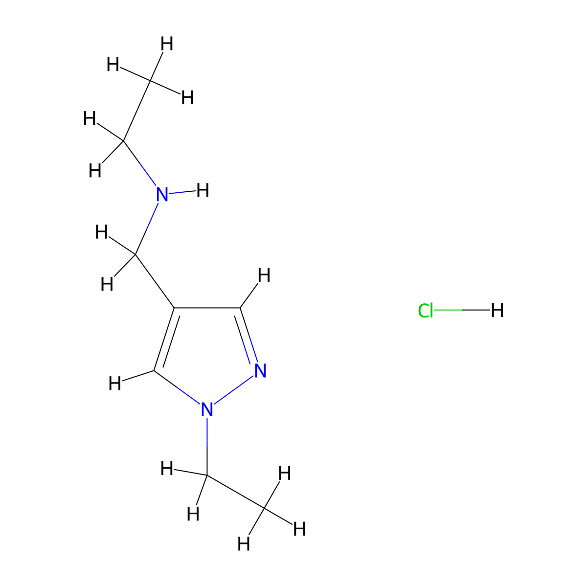 N-[(1-Ethyl-1H-pyrazol-4-yl)methyl]ethanamine hydrochloride molecular structure, CAS 1269104-94-0