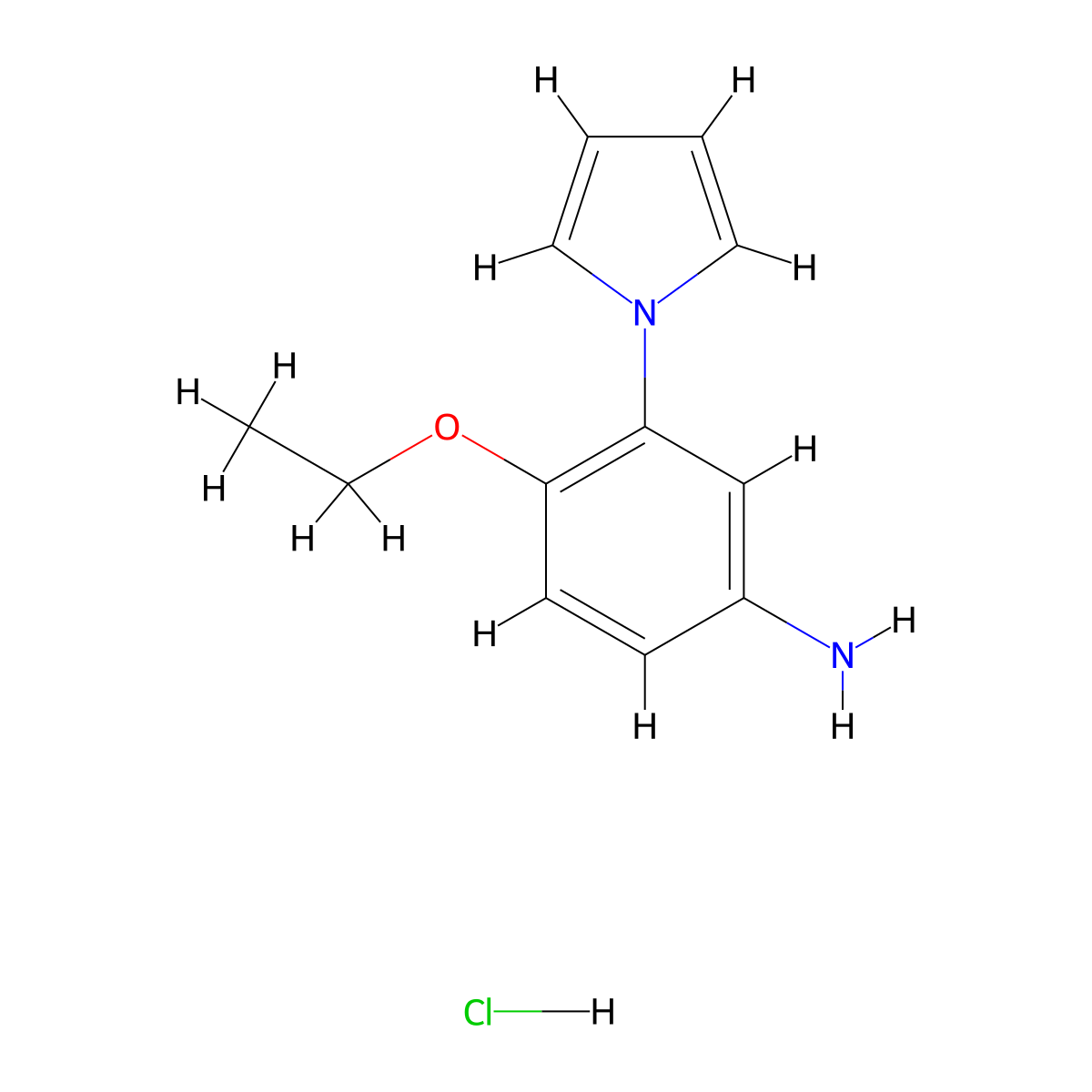 [4-ethoxy-3-(1H-pyrrol-1-yl)phenyl]amine hydrochloride molecular structure, CAS 1269105-69-2