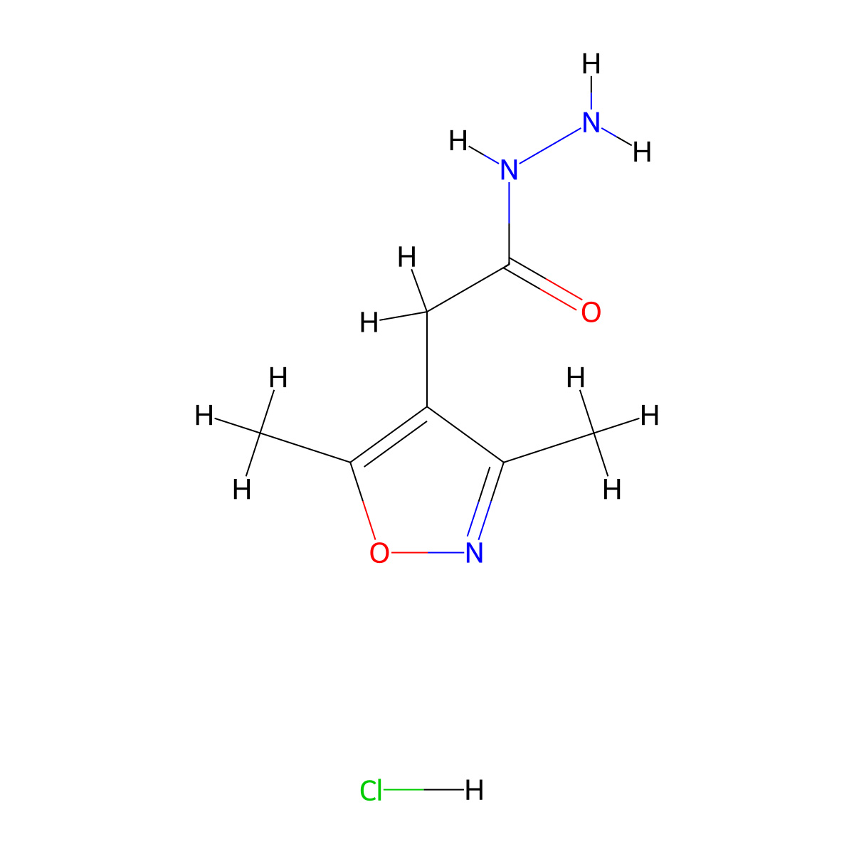 2-(3,5-Dimethyl-4-isoxazolyl)acetohydrazide hydrochloride molecular structure, CAS 1269106-09-3