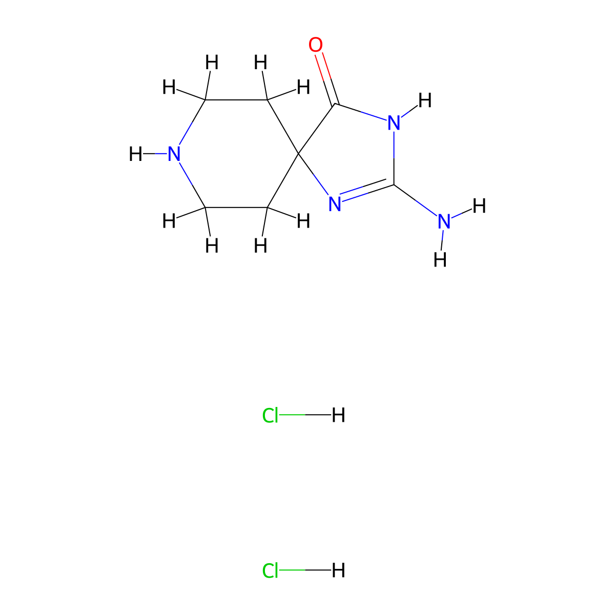 2-Amino-1,3,8-triazaspiro[4.5]dec-1-en-4-one dihydrochloride molecular structure, CAS 1269106-47-9