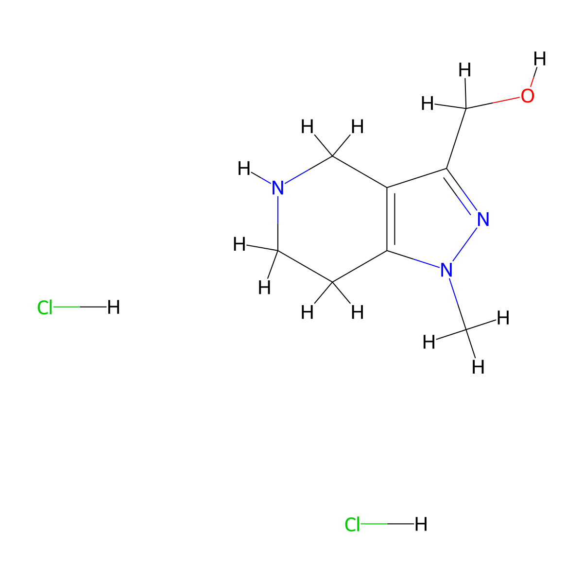 (1-methyl-1H,4H,5H,6H,7H-pyrazolo(4,3-c)pyridin-3-yl)methanol dihydrochloride molecular structure, CAS 1269106-56-0