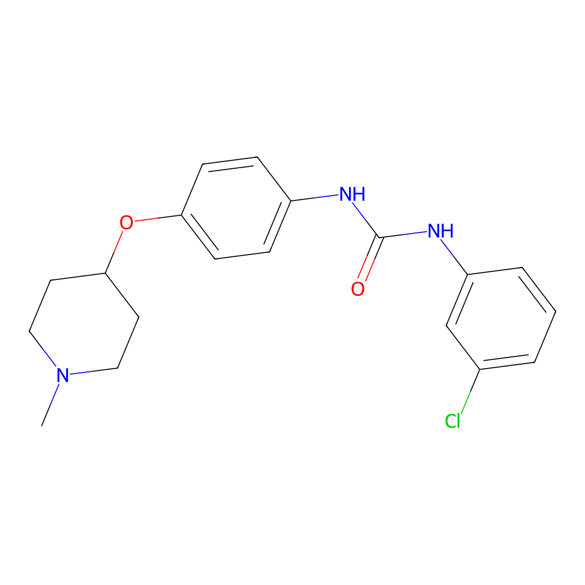 1-(3-Chlorophenyl)-3-{4-[(1-methylpiperidin-4-yl)oxy]phenyl}urea molecular structure, CAS 1269110-23-7