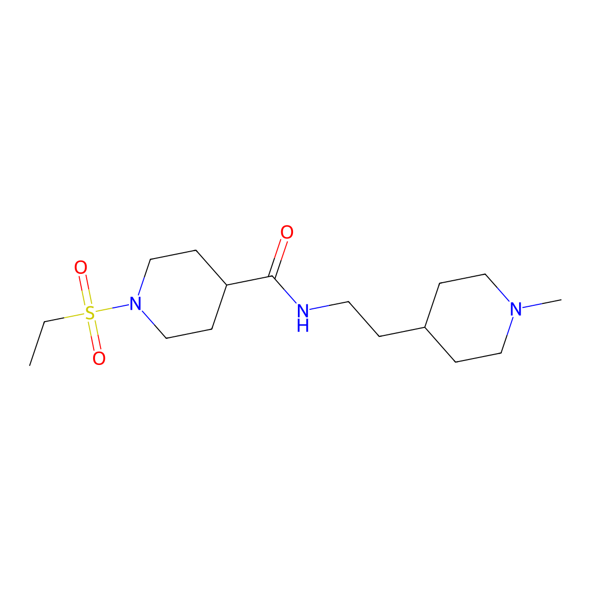 1-(ethylsulfonyl)-N-[2-(1-methylpiperidin-4-yl)ethyl]piperidine-4-carboxamide molecular structure, CAS 1269111-11-6