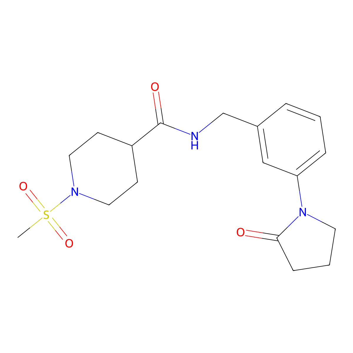 1-(methylsulfonyl)-N-[3-(2-oxopyrrolidin-1-yl)benzyl]piperidine-4-carboxamide molecular structure, CAS 1269113-50-9