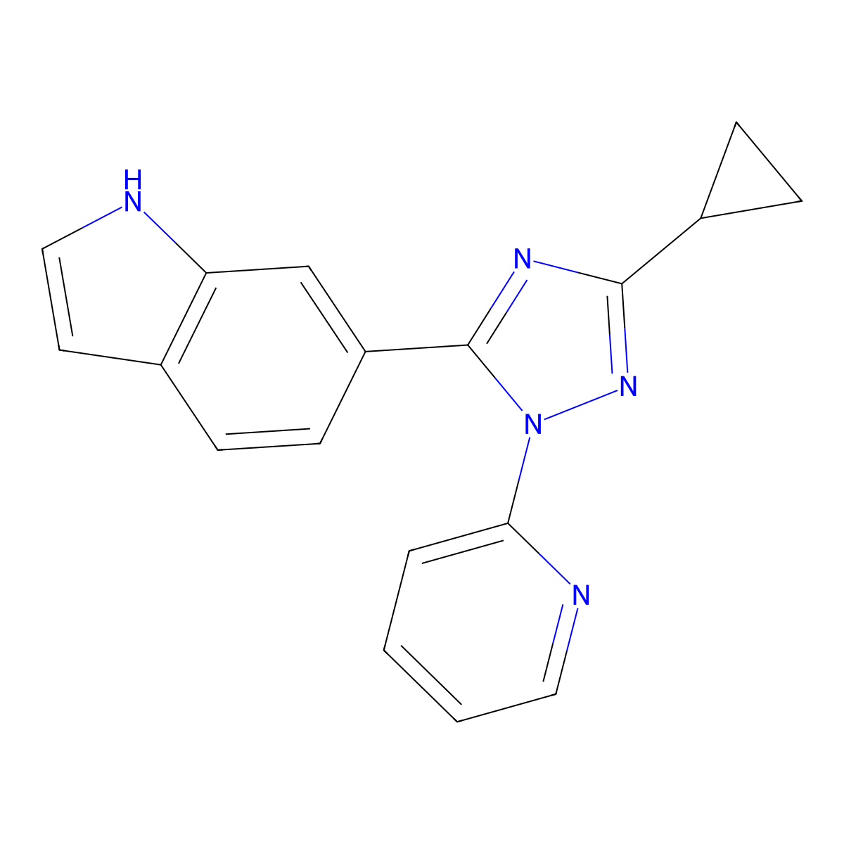 6-(3-cyclopropyl-1-pyridin-2-yl-1H-1,2,4-triazol-5-yl)-1H-indole molecular structure, CAS 1269115-98-1