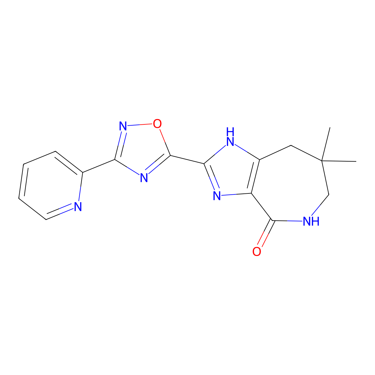 Imidazo[4,5-c]azepin-4(3H)-one, 5,6,7,8-tetrahydro-7,7-dimethyl-2-[3-(2-pyridinyl)-1,2,4-oxadiazol-5-yl]- molecular structure, CAS 1269119-15-4
