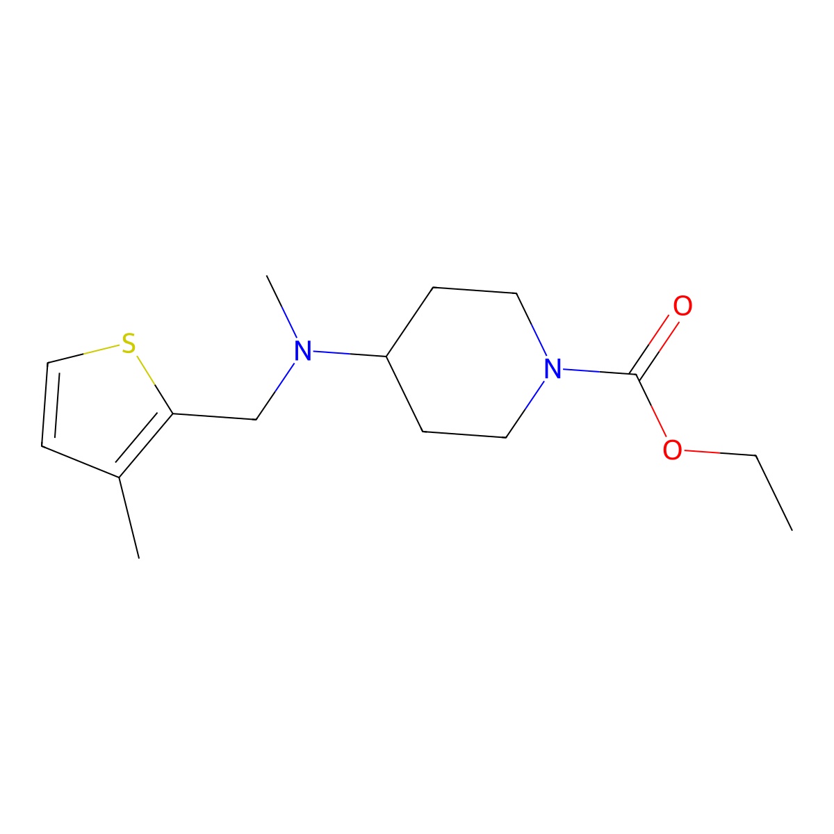 Ethyl 4-{methyl[(3-methyl-2-thienyl)methyl]amino}piperidine-1-carboxylate molecular structure, CAS 1269145-77-8