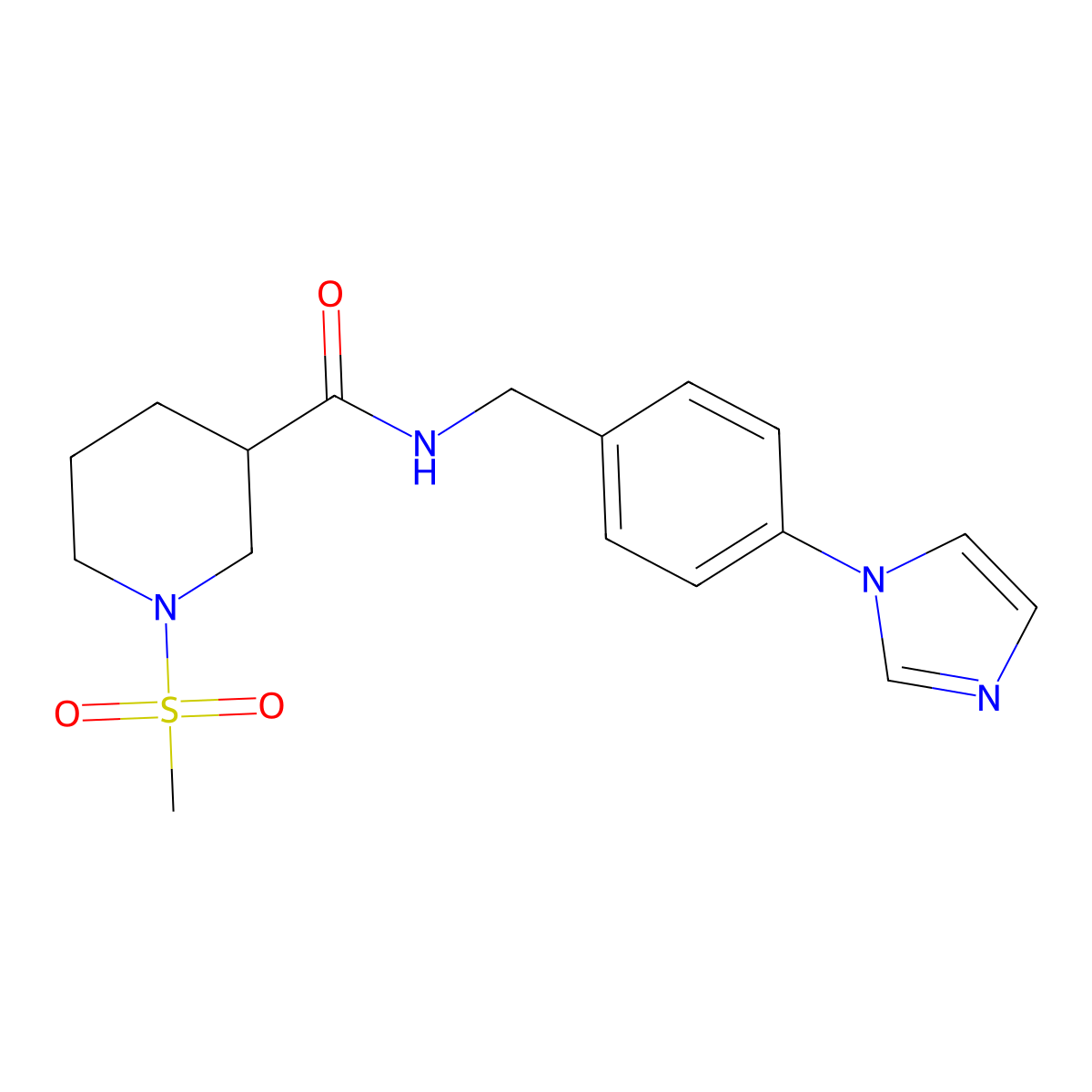 N-[4-(1H-imidazol-1-yl)benzyl]-1-(methylsulfonyl)piperidine-3-carboxamide molecular structure, CAS 1269147-56-9