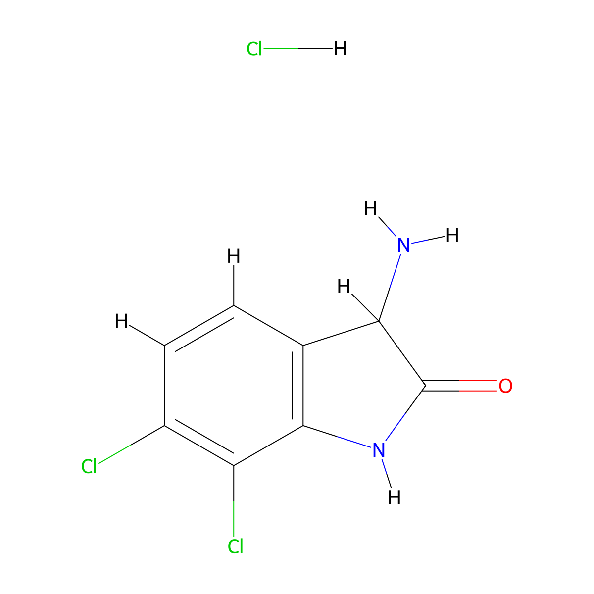 3-amino-6,7-dichloro-2,3-dihydro-1H-indol-2-one hydrochloride molecular structure, CAS 1269151-06-5