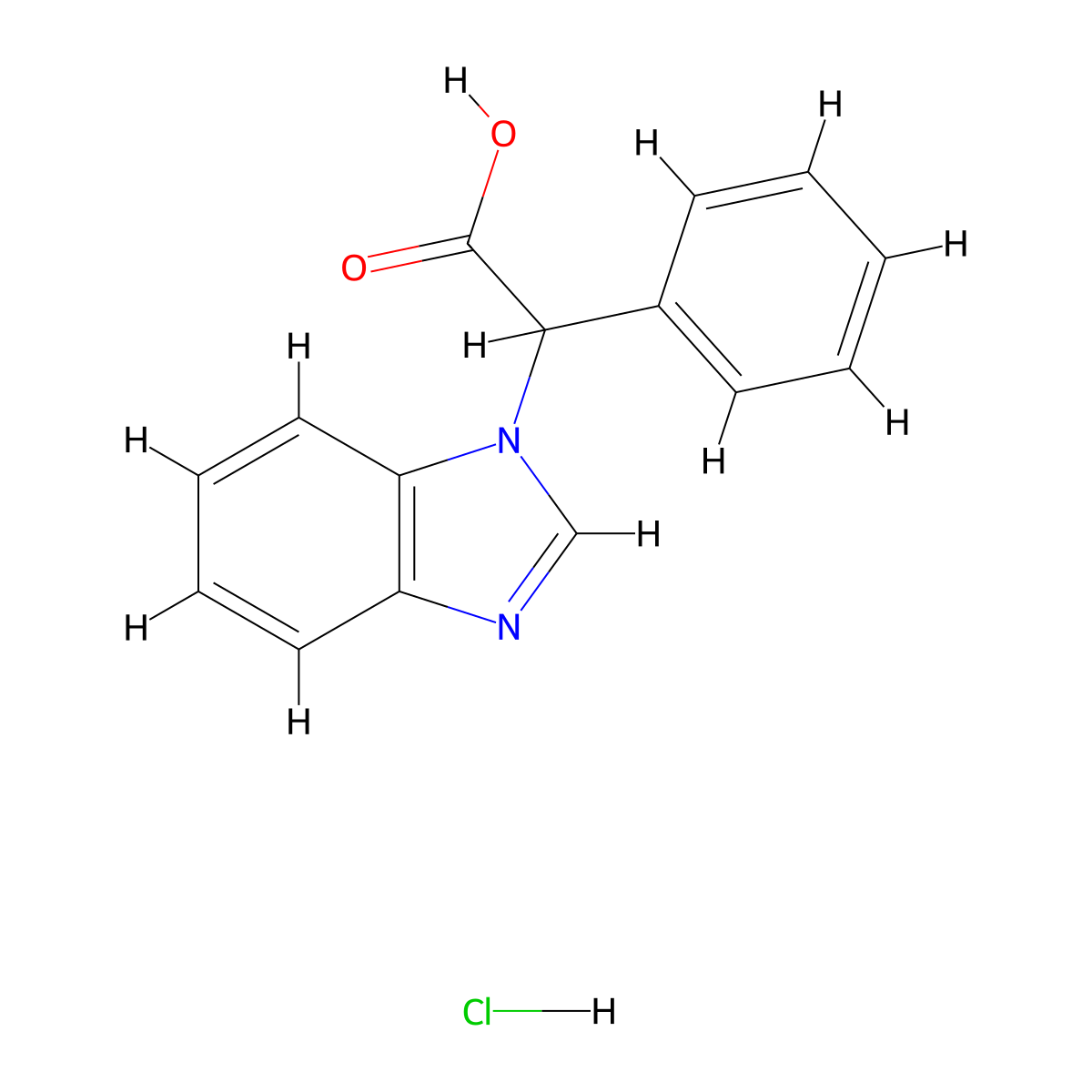 2-(1H-1,3-benzodiazol-1-yl)-2-phenylacetic acid hydrochloride molecular structure, CAS 1269151-08-7
