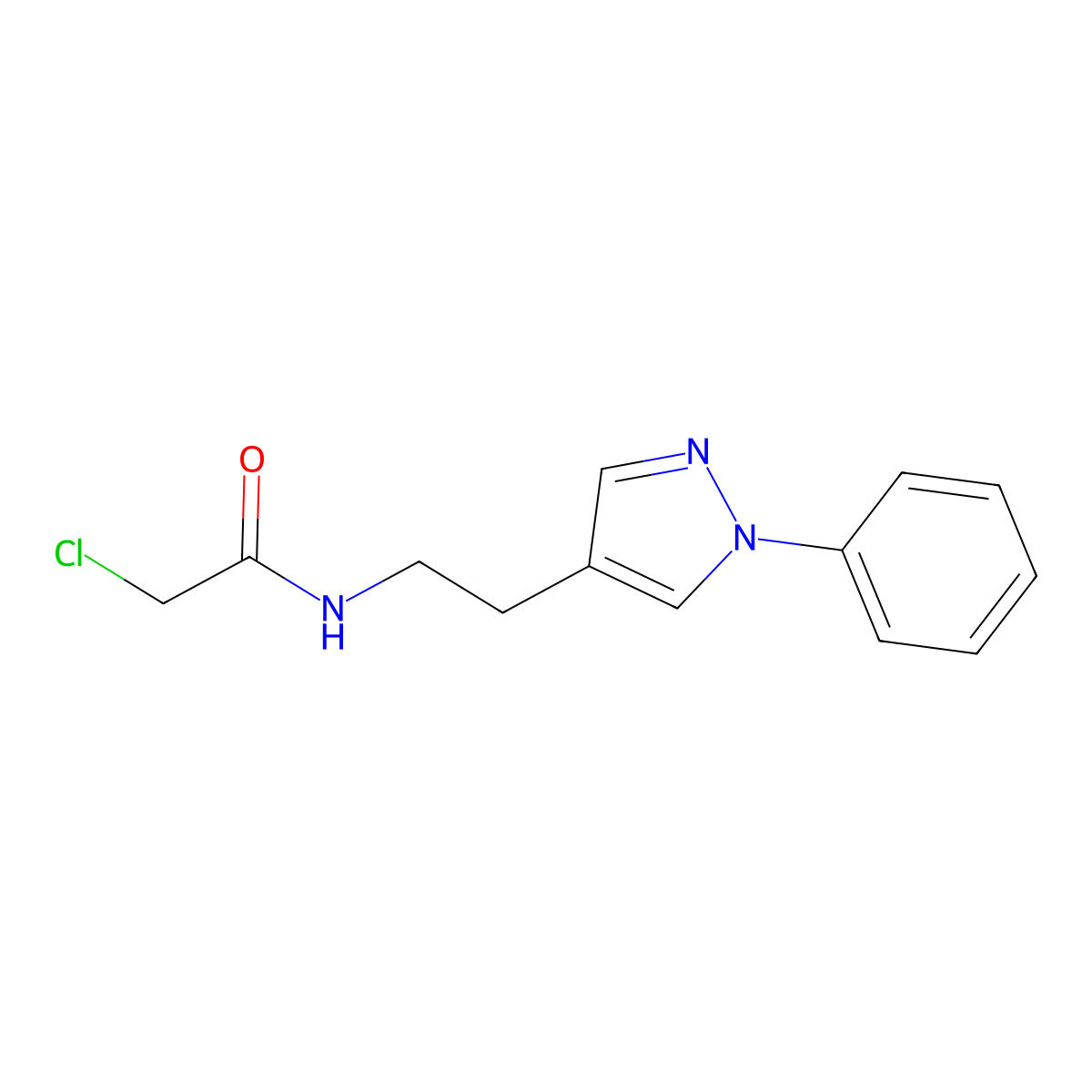 2-chloro-N-[2-(1-phenyl-1H-pyrazol-4-yl)ethyl]acetamide molecular structure, CAS 1269151-14-5