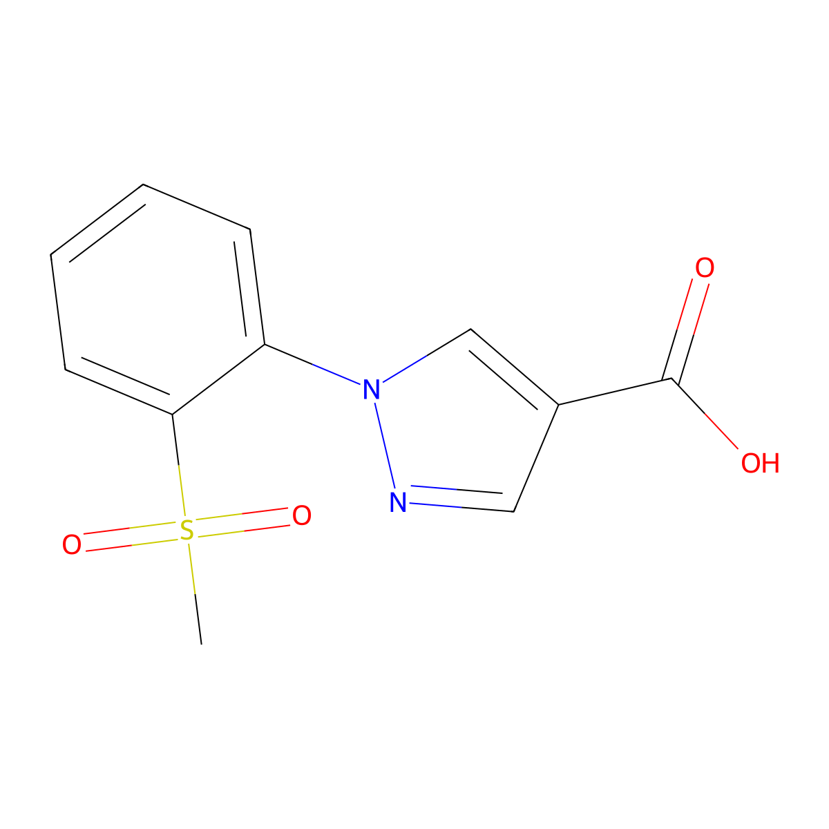 1-(2-methanesulfonylphenyl)-1H-pyrazole-4-carboxylic acid molecular structure, CAS 1269151-16-7