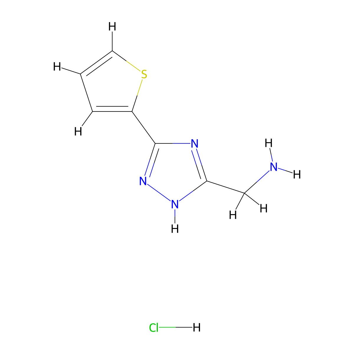 [3-(thiophen-2-yl)-1H-1,2,4-triazol-5-yl]methanamine hydrochloride molecular structure, CAS 1269151-19-0