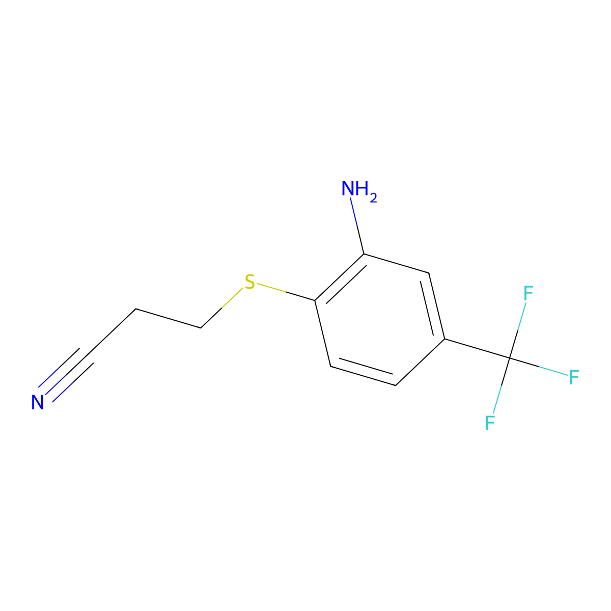 3-{[2-Amino-4-(trifluoromethyl)phenyl]sulfanyl}propanenitrile molecular structure, CAS 1269151-23-6