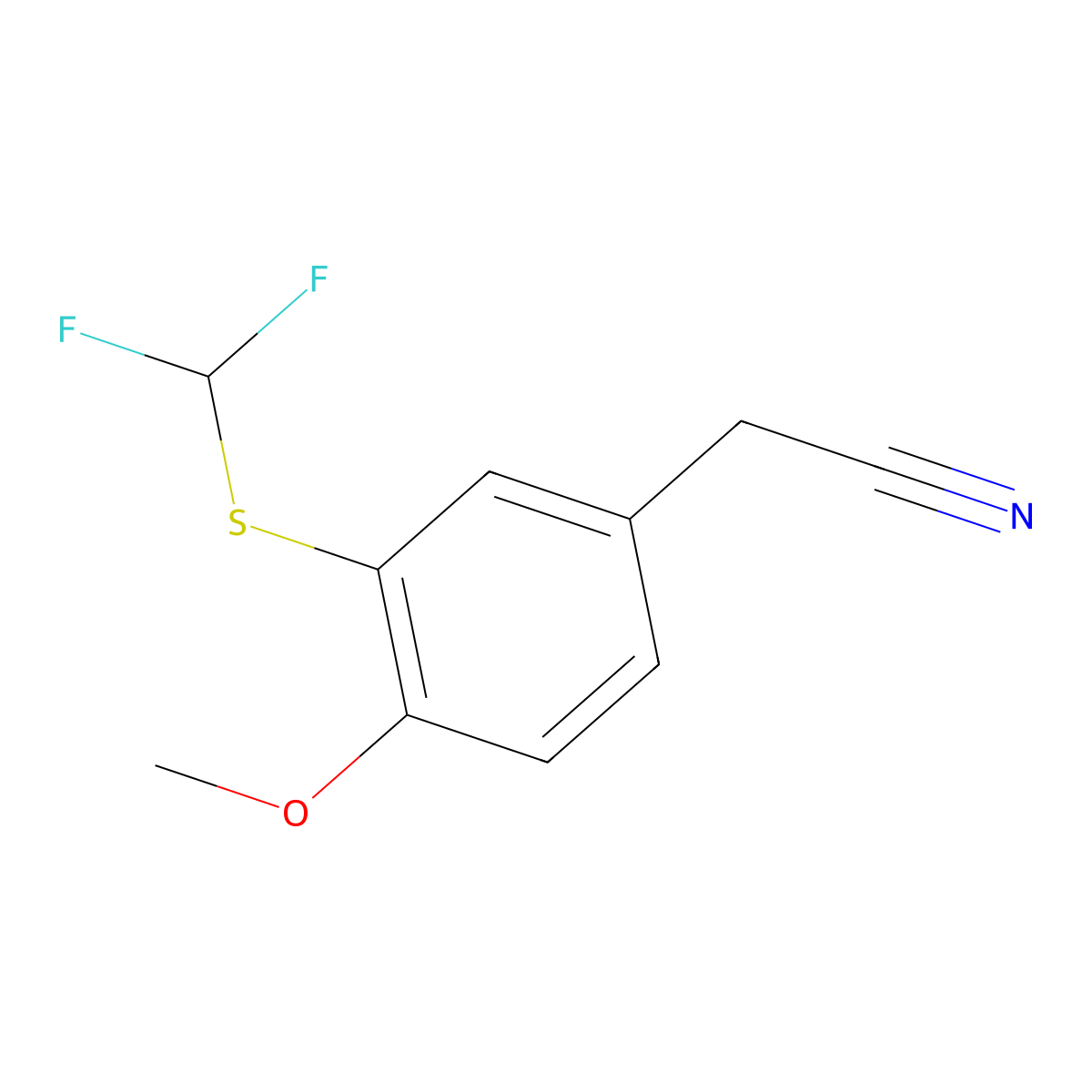 2-{3-[(Difluoromethyl)sulfanyl]-4-methoxyphenyl}acetonitrile molecular structure, CAS 1269151-24-7