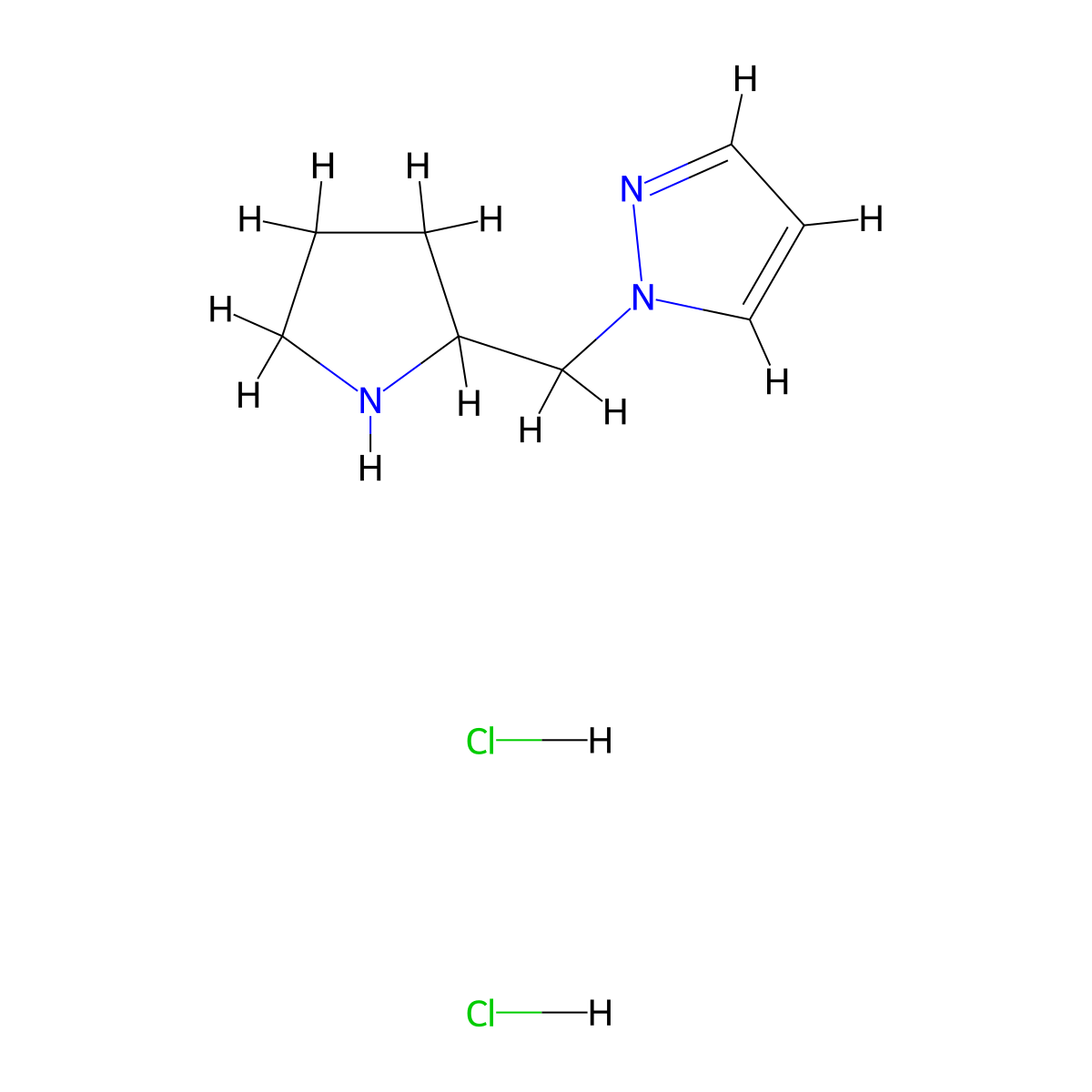 1-(pyrrolidin-2-ylmethyl)-1H-pyrazole dihydrochloride molecular structure, CAS 1269151-29-2