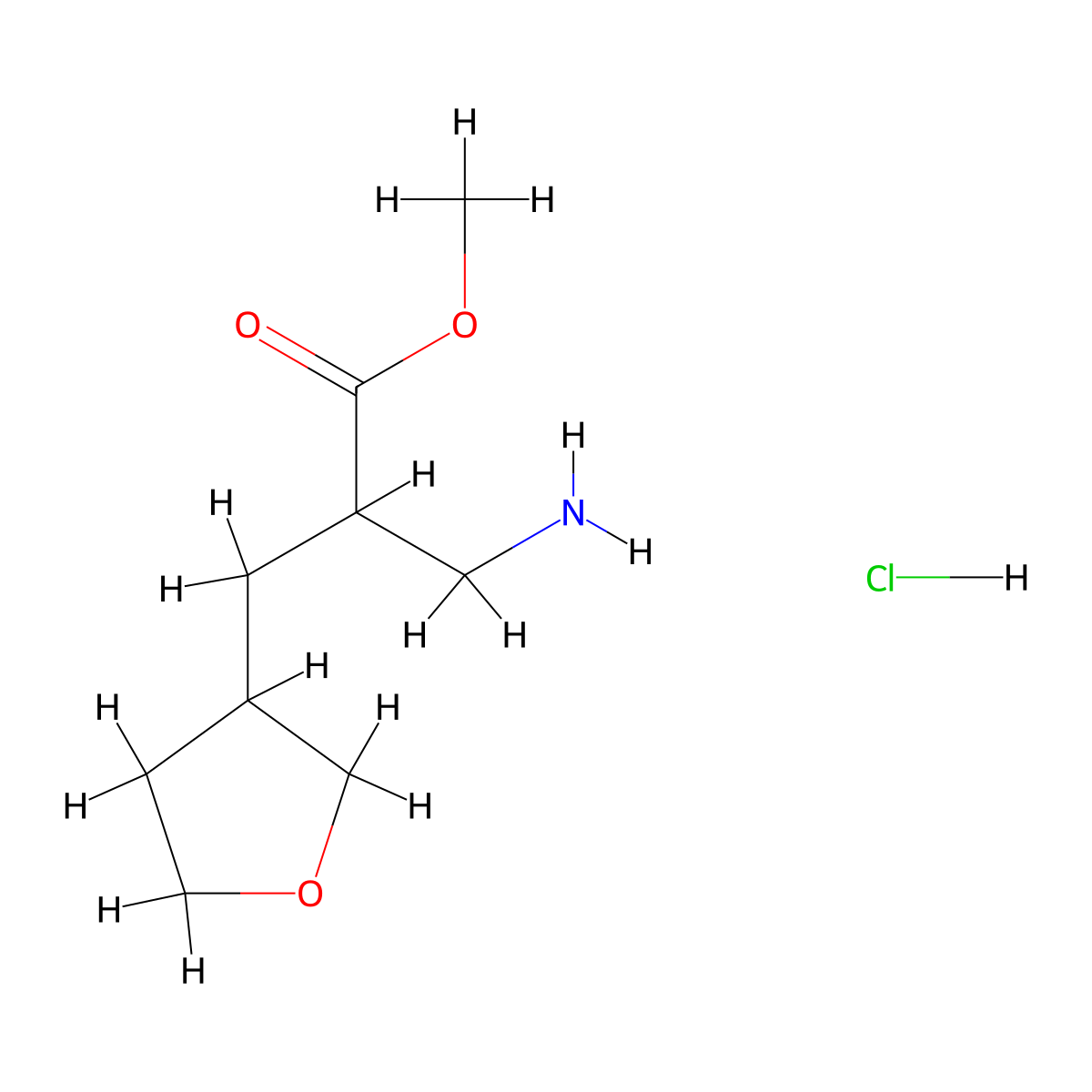 Methyl 3-amino-2-(oxolan-3-ylmethyl)propanoate hydrochloride molecular structure, CAS 1269151-30-5