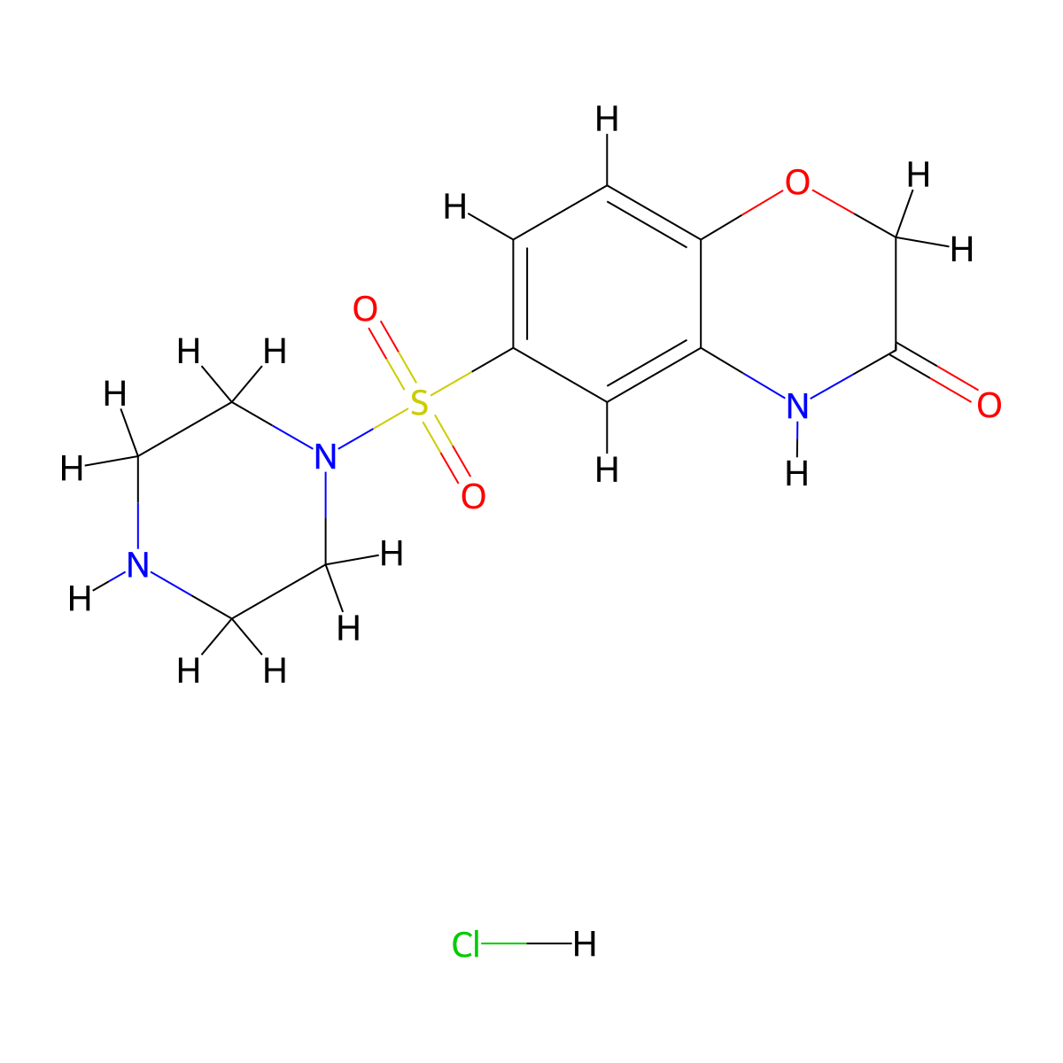 6-(piperazine-1-sulfonyl)-3,4-dihydro-2H-1,4-benzoxazin-3-one hydrochloride molecular structure, CAS 1269151-32-7