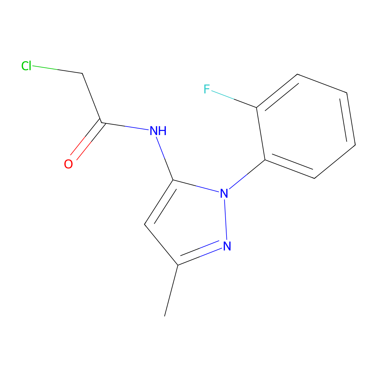 2-chloro-N-(1-(2-fluorophenyl)-3-methyl-1H-pyrazol-5-yl)acetamide molecular structure, CAS 1269151-35-0