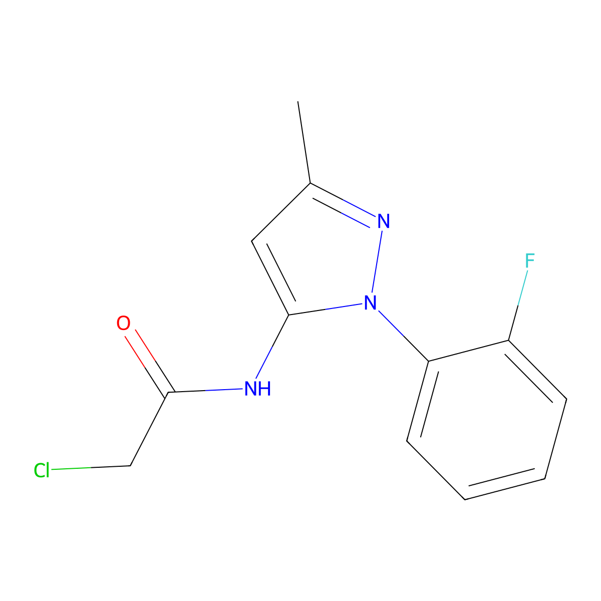 2-chloro-N-(1-(2-fluorophenyl)-3-methyl-1H-pyrazol-5-yl)acetamide molecular structure, CAS 1269151-35-0