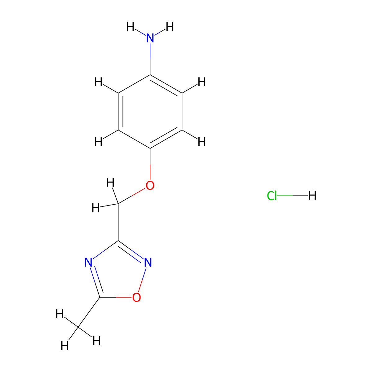 4-((5-Methyl-1,2,4-oxadiazol-3-yl)methoxy)aniline hydrochloride molecular structure, CAS 1269151-39-4