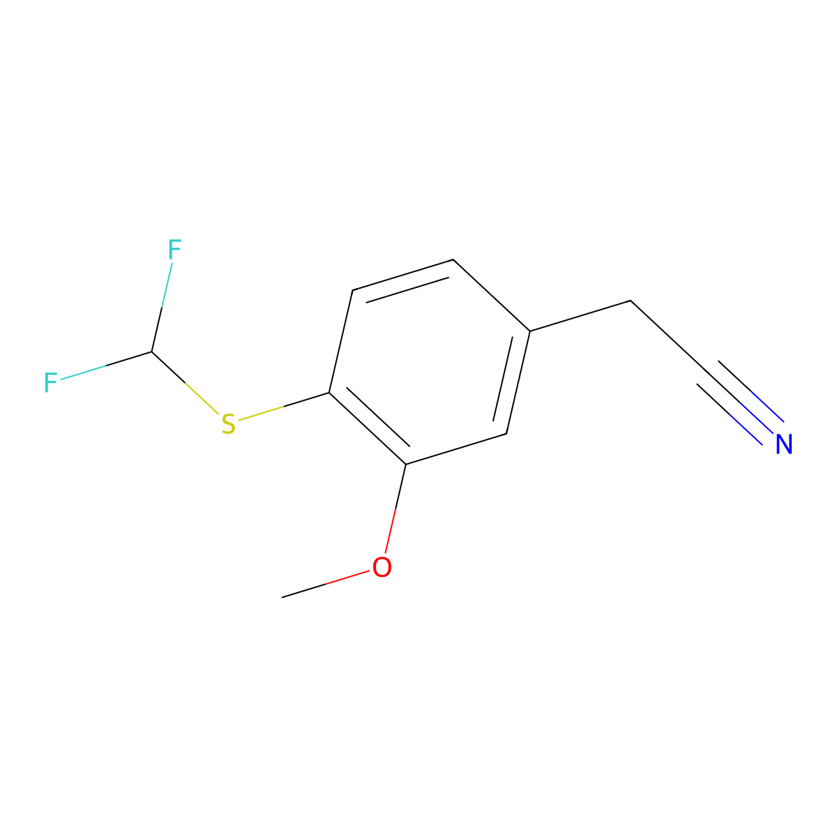 2-{4-[(Difluoromethyl)sulfanyl]-3-methoxyphenyl}acetonitrile molecular structure, CAS 1269151-40-7