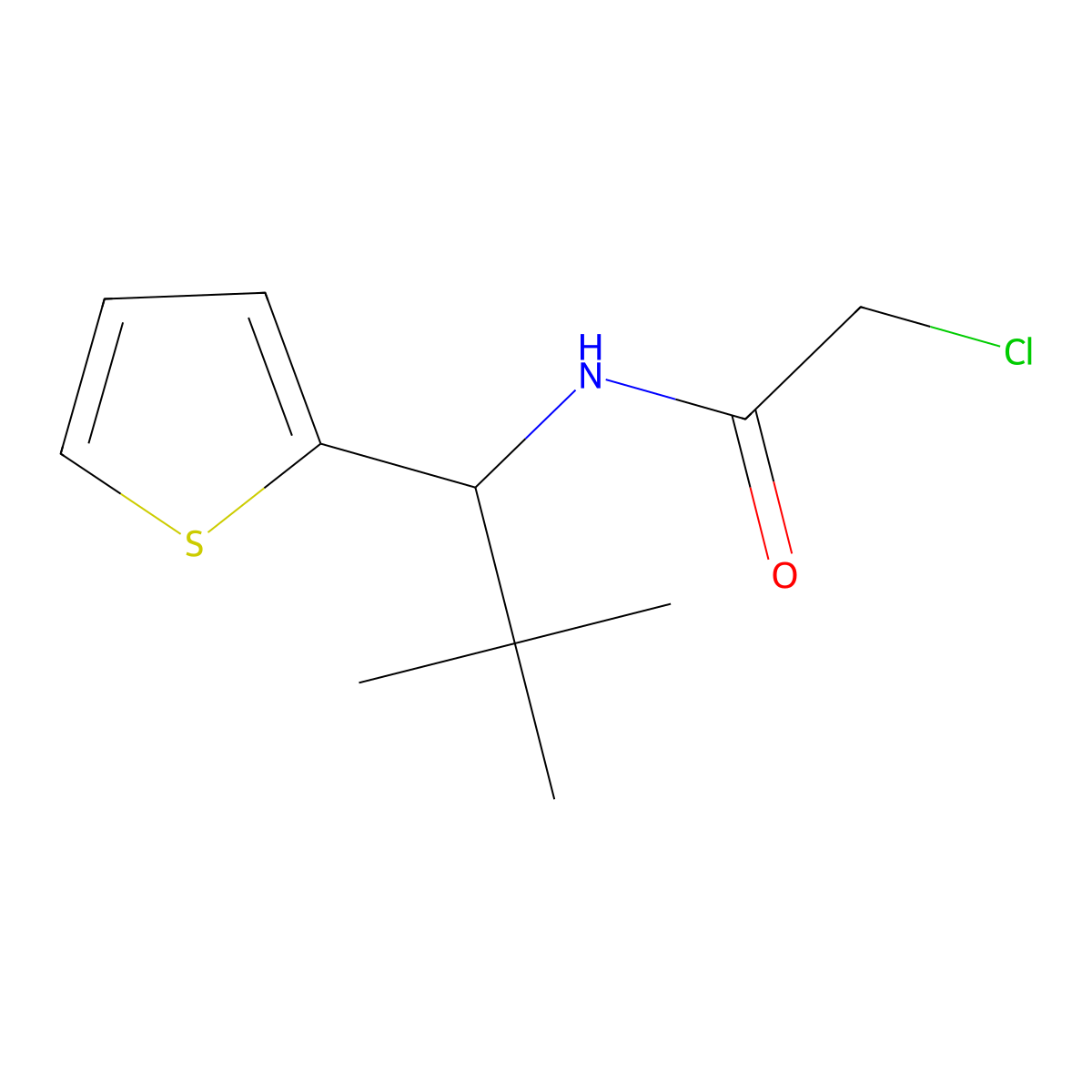 2-chloro-N-[2,2-dimethyl-1-(thiophen-2-yl)propyl]acetamide molecular structure, CAS 1269151-44-1