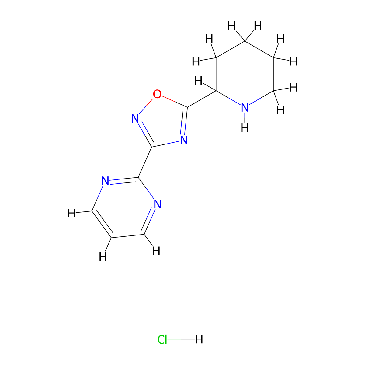 2-[5-(Piperidin-2-yl)-1,2,4-oxadiazol-3-yl]pyrimidine hydrochloride molecular structure, CAS 1269151-47-4