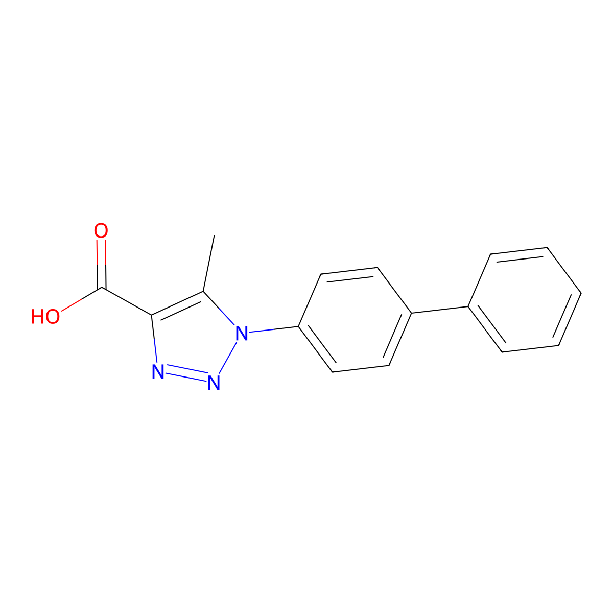 5-methyl-1-(4-phenylphenyl)-1H-1,2,3-triazole-4-carboxylic acid molecular structure, CAS 1269151-49-6