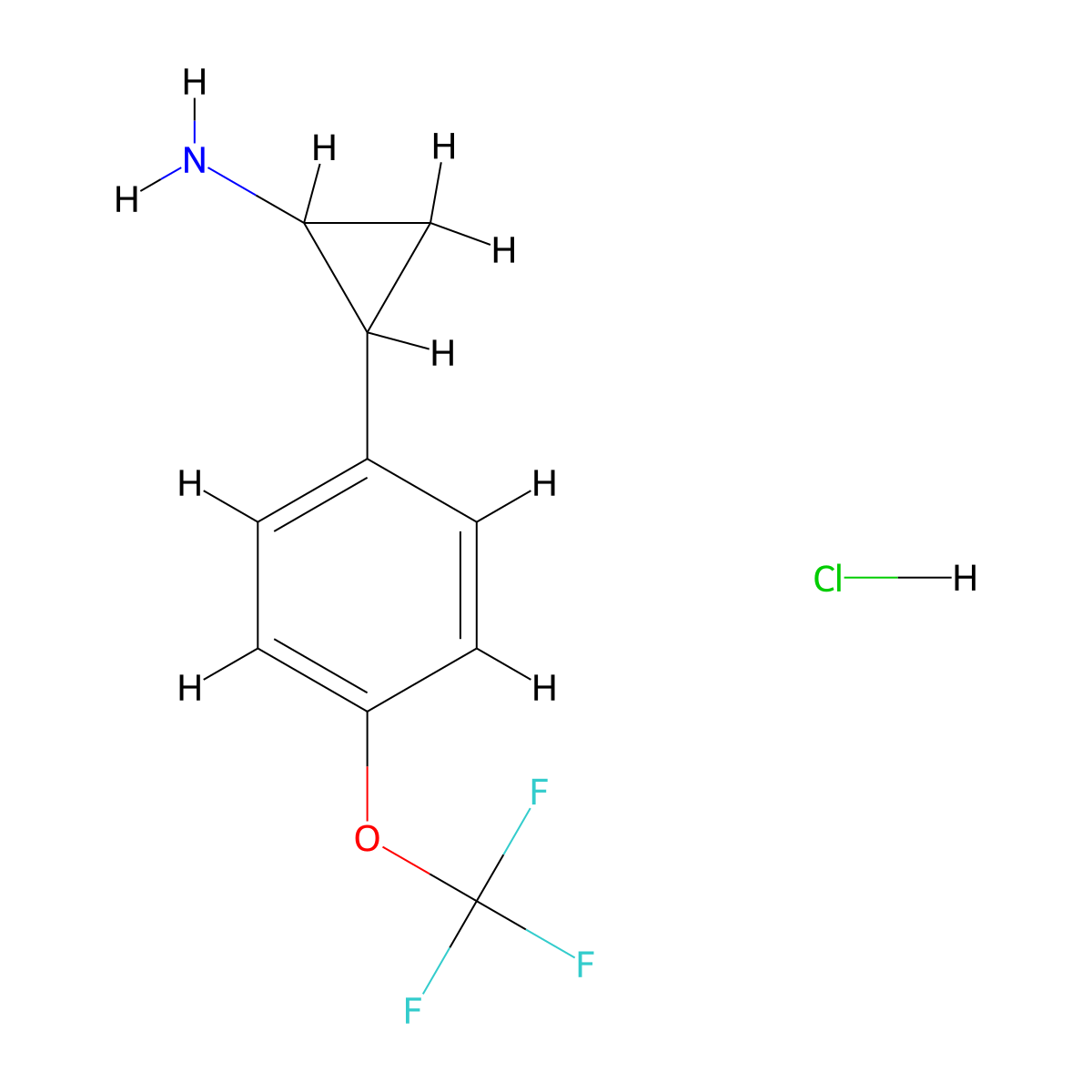 2-[4-(Trifluoromethoxy)phenyl]cyclopropan-1-amine hydrochloride molecular structure, CAS 1269151-50-9