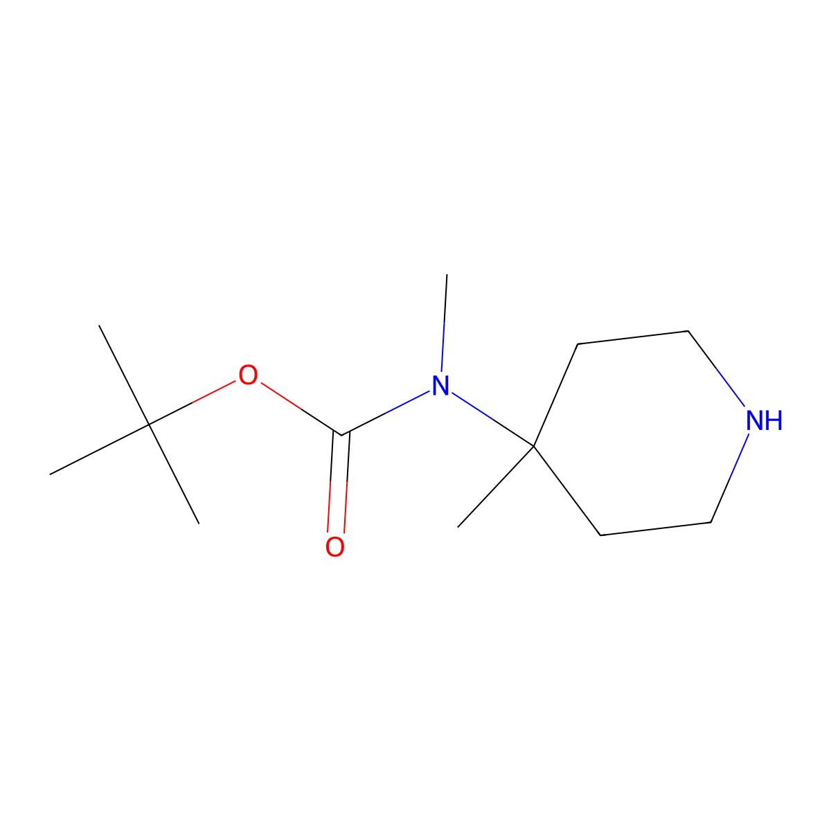 tert-butyl N-methyl-N-(4-methylpiperidin-4-yl)carbamate molecular structure, CAS 1269151-59-8