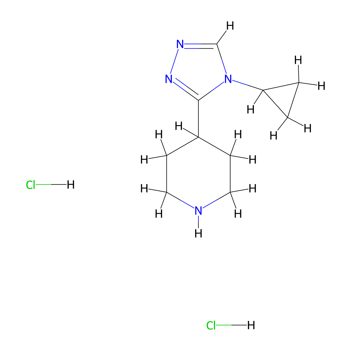 4-(4-cyclopropyl-4H-1,2,4-triazol-3-yl)piperidine dihydrochloride molecular structure, CAS 1269151-60-1