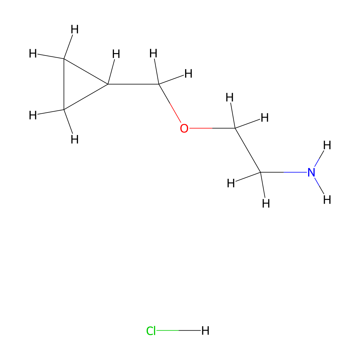 2-(Cyclopropylmethoxy)ethan-1-amine hydrochloride molecular structure, CAS 1269151-61-2