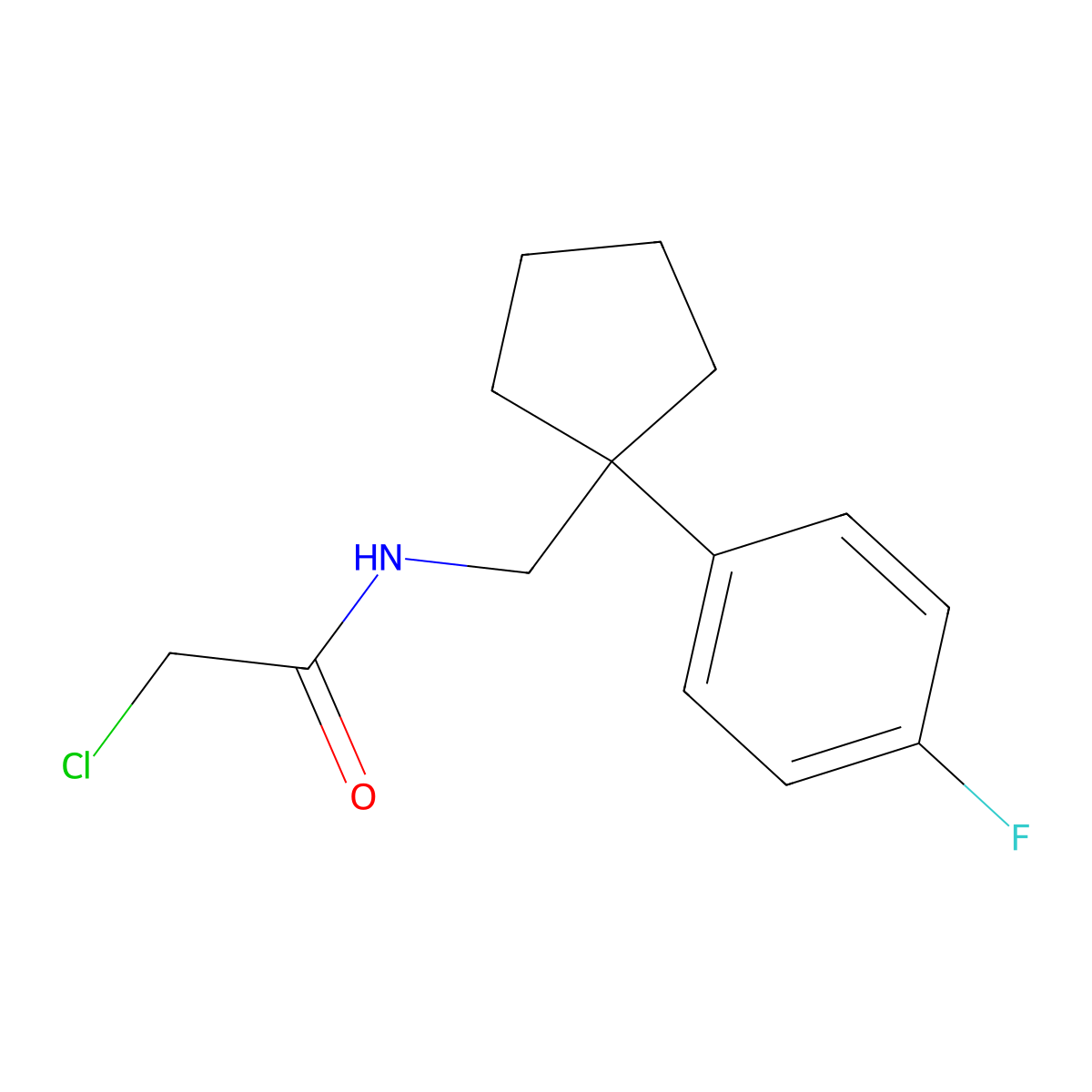 2-chloro-N-((1-(4-fluorophenyl)cyclopentyl)methyl)acetamide molecular structure, CAS 1269151-64-5