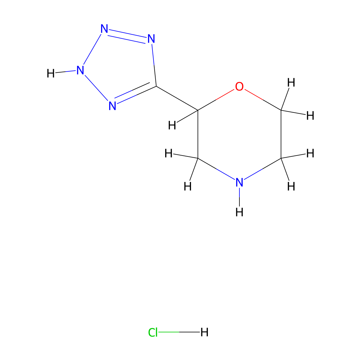 2-(1H-1,2,3,4-tetrazol-5-yl)morpholine hydrochloride molecular structure, CAS 1269151-67-8