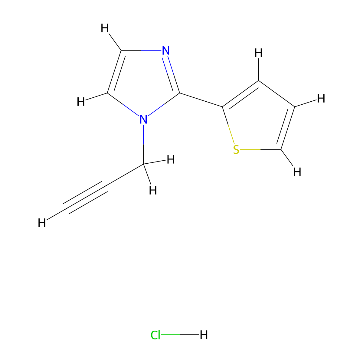 1-(prop-2-yn-1-yl)-2-(thiophen-2-yl)-1H-imidazole hydrochloride molecular structure, CAS 1269151-75-8