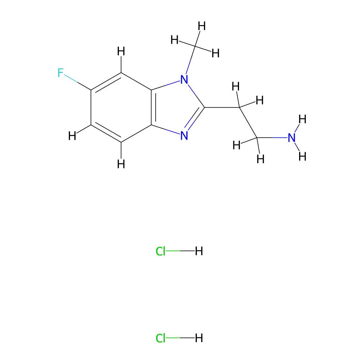 2-(6-fluoro-1-methyl-1H-1,3-benzodiazol-2-yl)ethan-1-amine dihydrochloride molecular structure, CAS 1269151-87-2