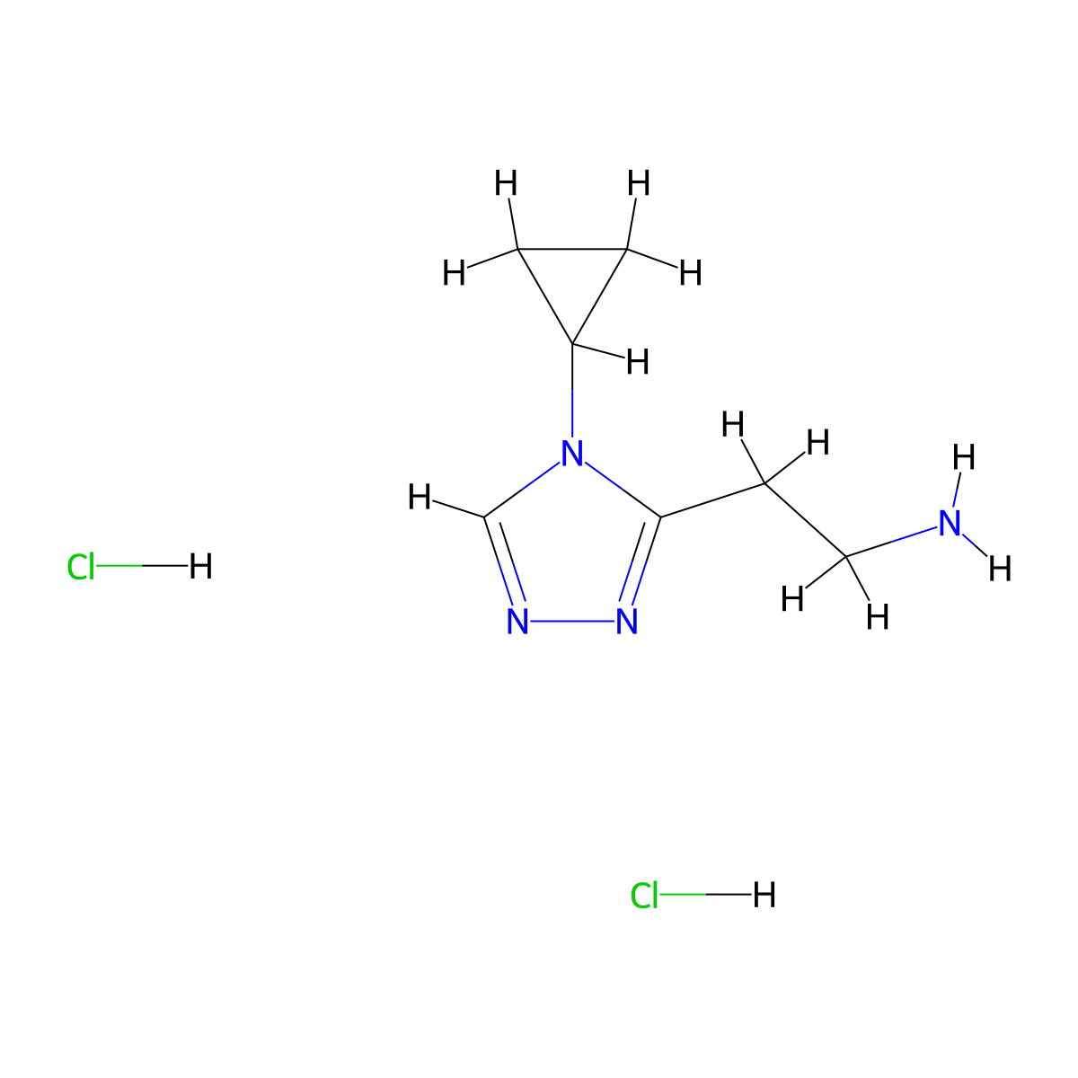 2-(4-cyclopropyl-4H-1,2,4-triazol-3-yl)ethan-1-amine dihydrochloride molecular structure, CAS 1269151-89-4
