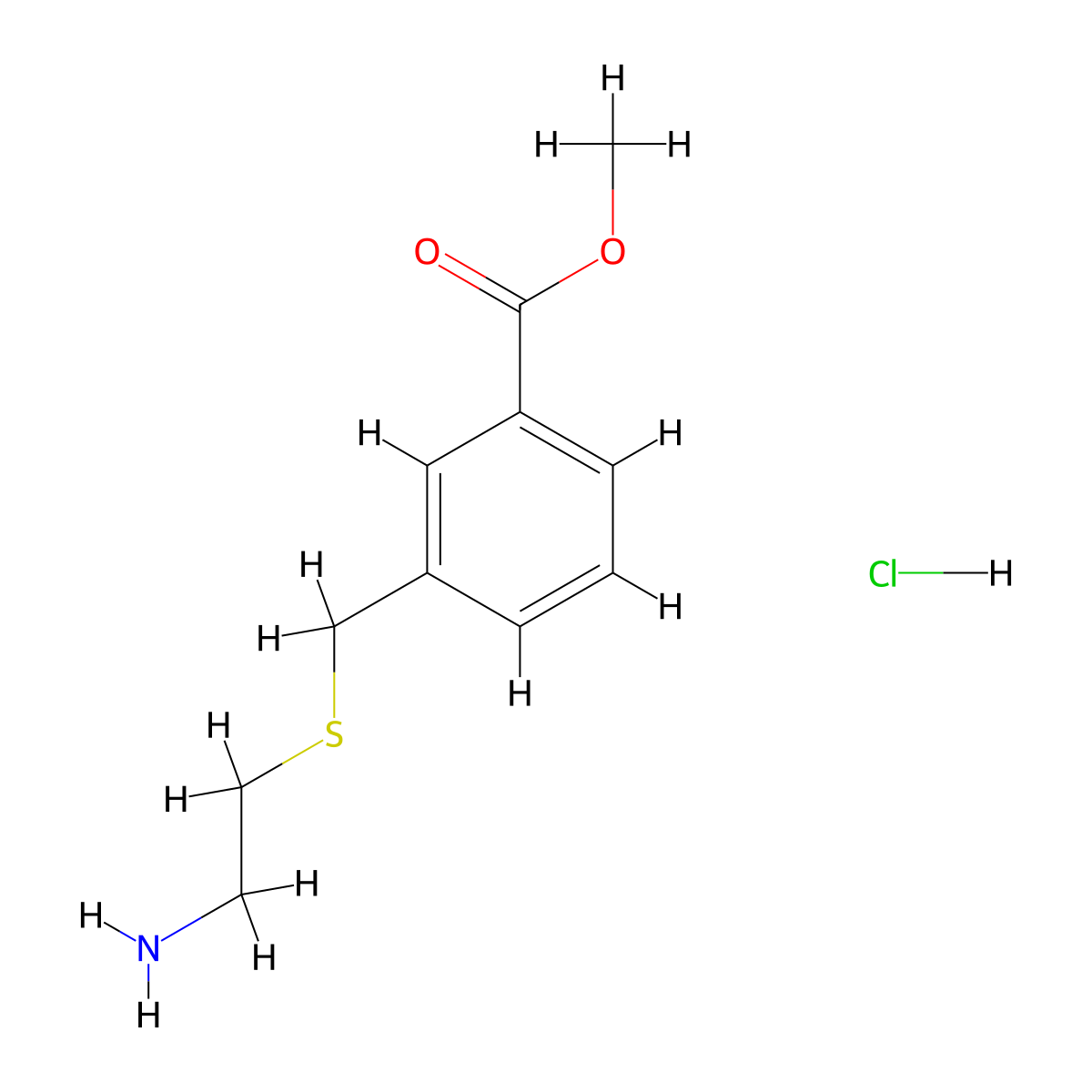 Methyl 3-{[(2-aminoethyl)sulfanyl]methyl}benzoate hydrochloride molecular structure, CAS 1269151-90-7