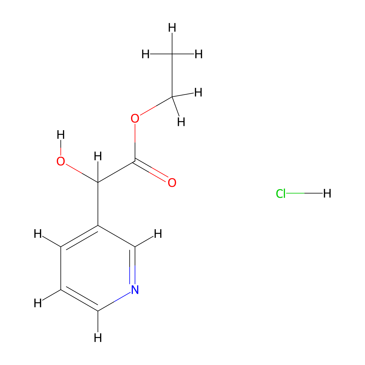 Ethyl 2-hydroxy-2-(pyridin-3-yl)acetate hydrochloride molecular structure, CAS 1269151-93-0