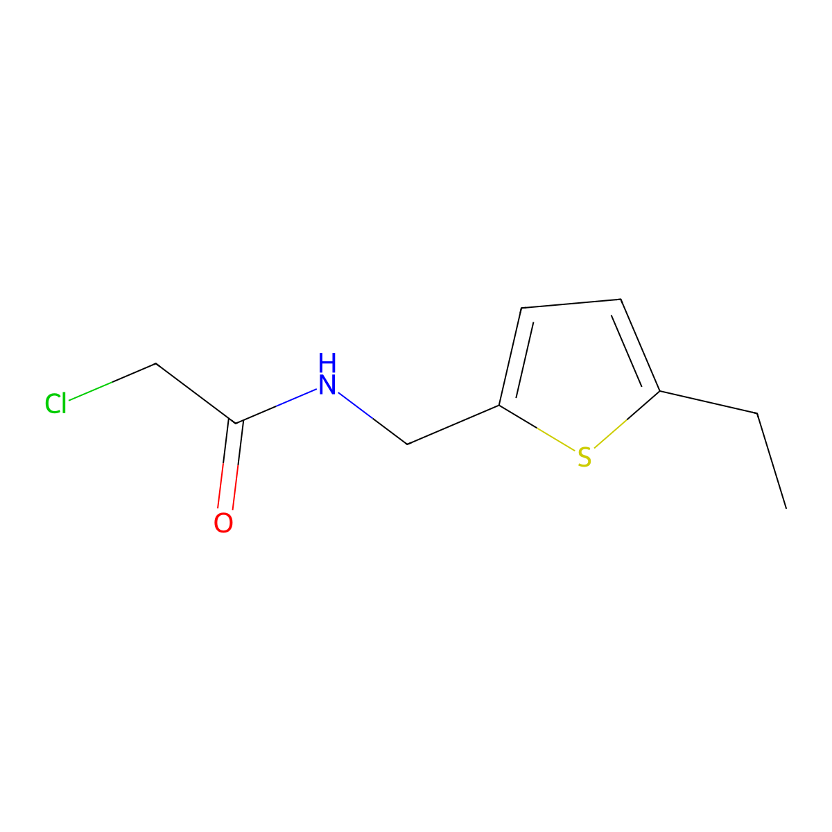 2-chloro-N-[(5-ethylthiophen-2-yl)methyl]acetamide molecular structure, CAS 1269151-98-5