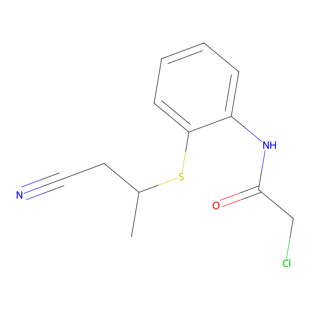 2-chloro-N-{2-[(1-cyanopropan-2-yl)sulfanyl]phenyl}acetamide molecular structure, CAS 1269152-03-5