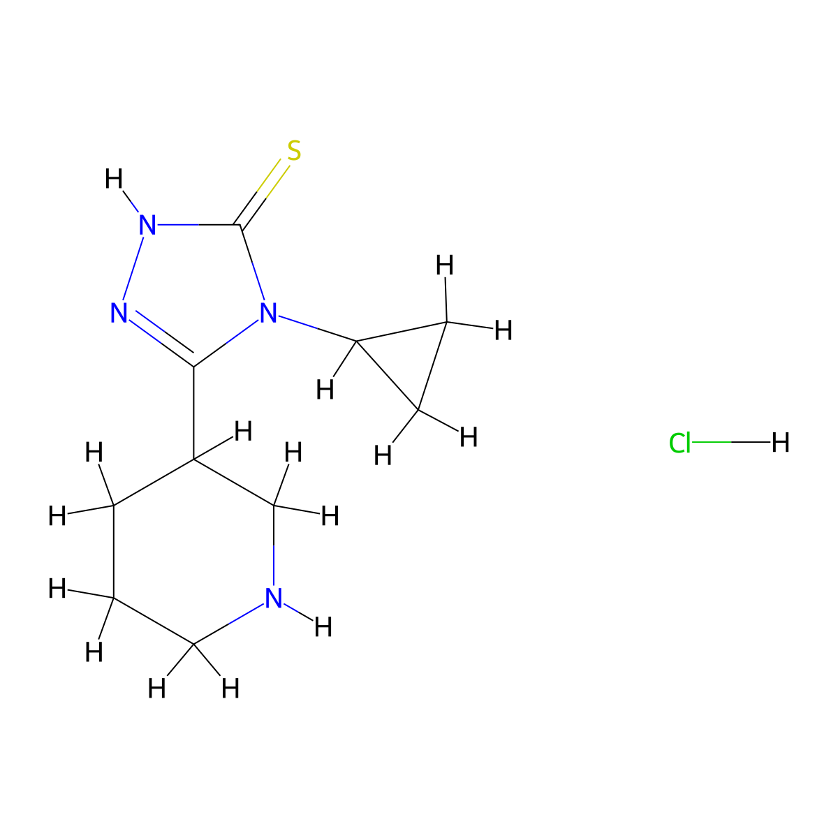 4-cyclopropyl-5-(piperidin-3-yl)-4H-1,2,4-triazole-3-thiol hydrochloride molecular structure, CAS 1269152-04-6