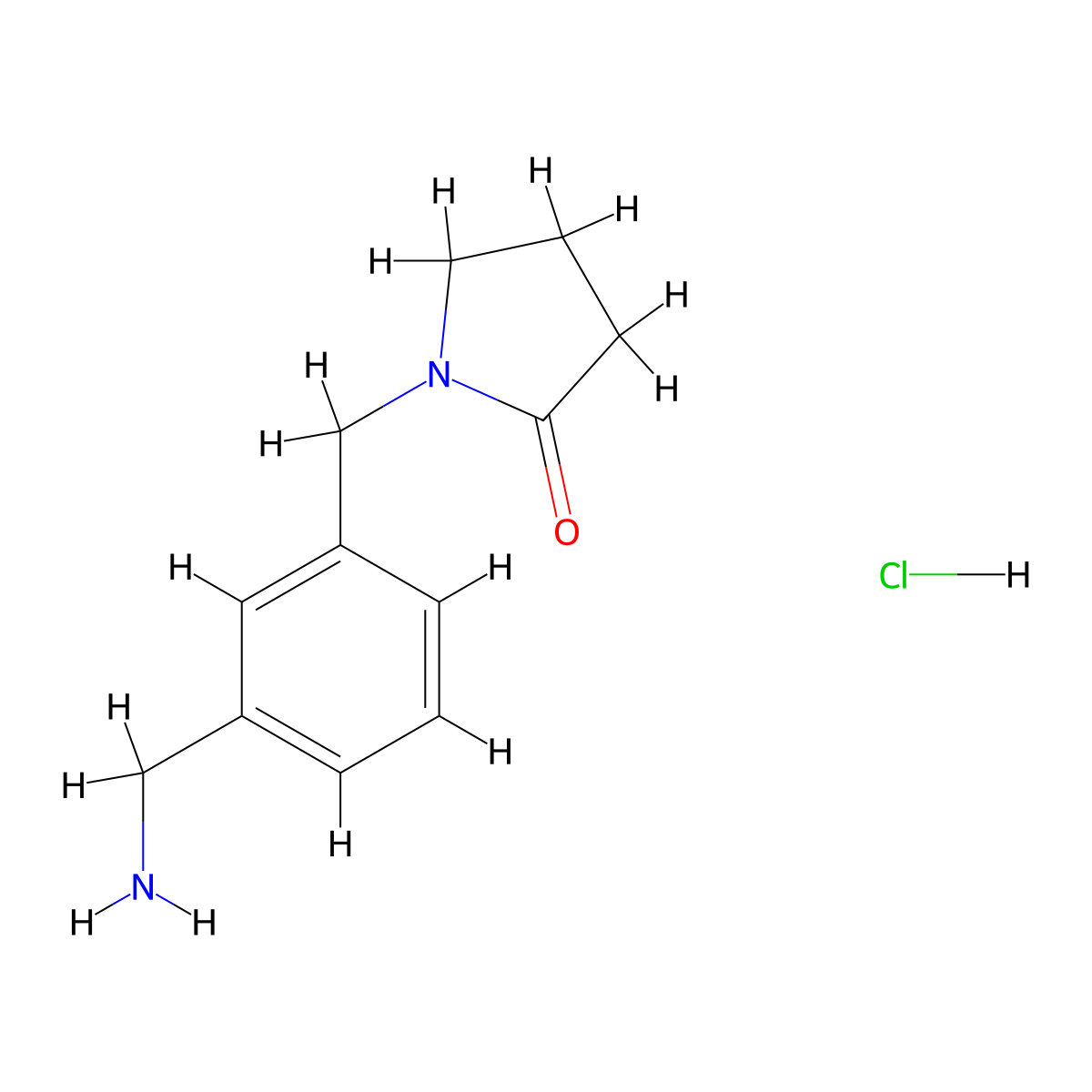 1-((3-(Aminomethyl)phenyl)methyl)pyrrolidin-2-one hydrochloride molecular structure, CAS 1269152-08-0